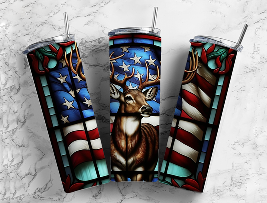 Stained Glass Patriotic deer Sublimation Transfer