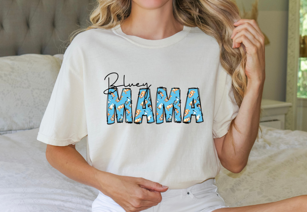 Blue dog Mama Clear Film Screen Print