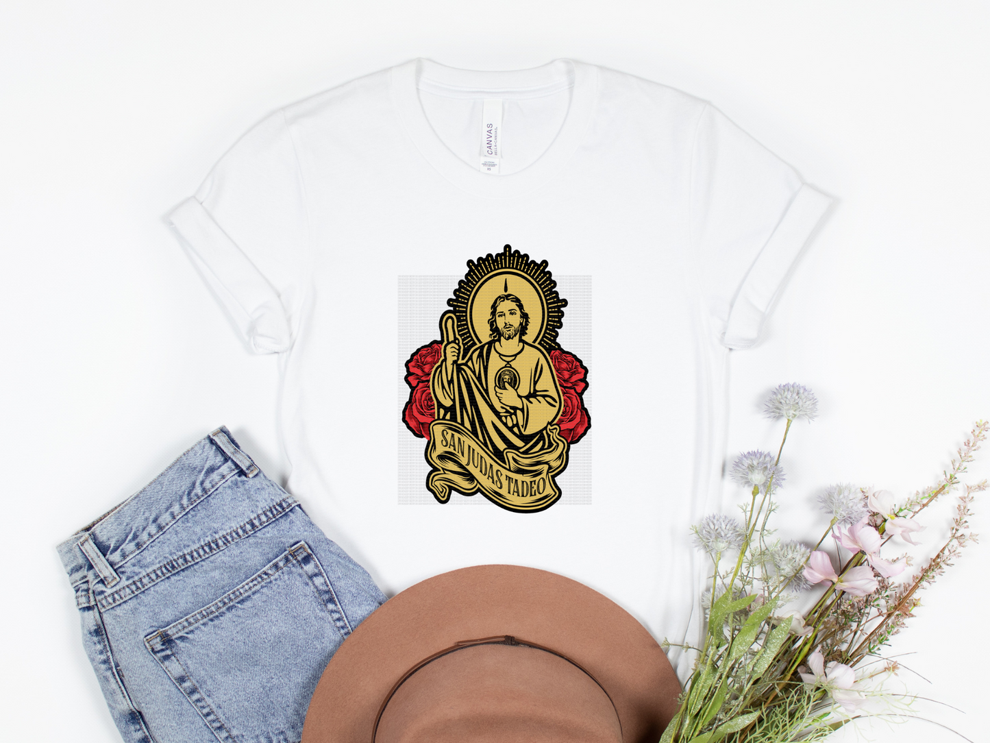 San Judas Tadeo red roses Sublimation Transfer