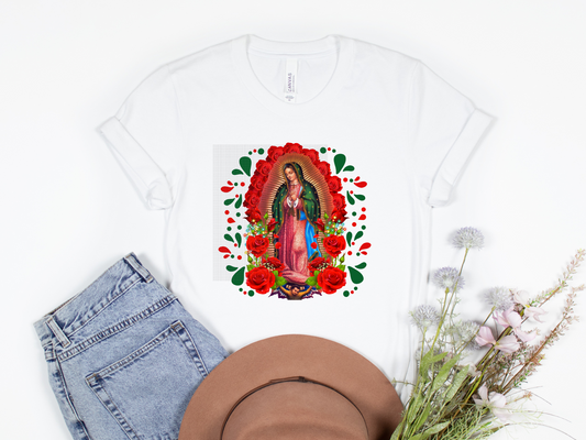 Virgen Maria red roses Sublimation Transfer