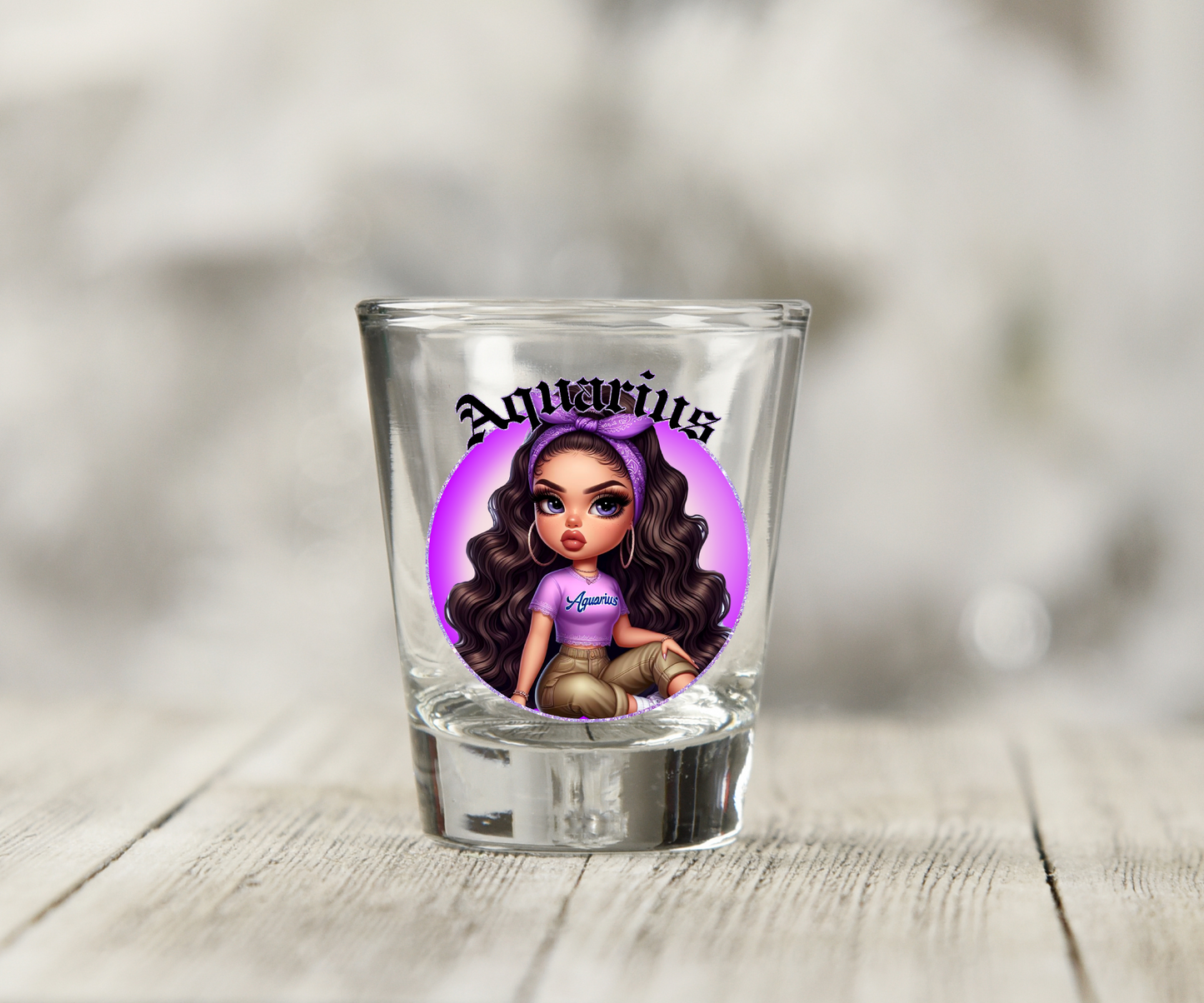 Zodiac Girls UV DTF Shot Glass Decal