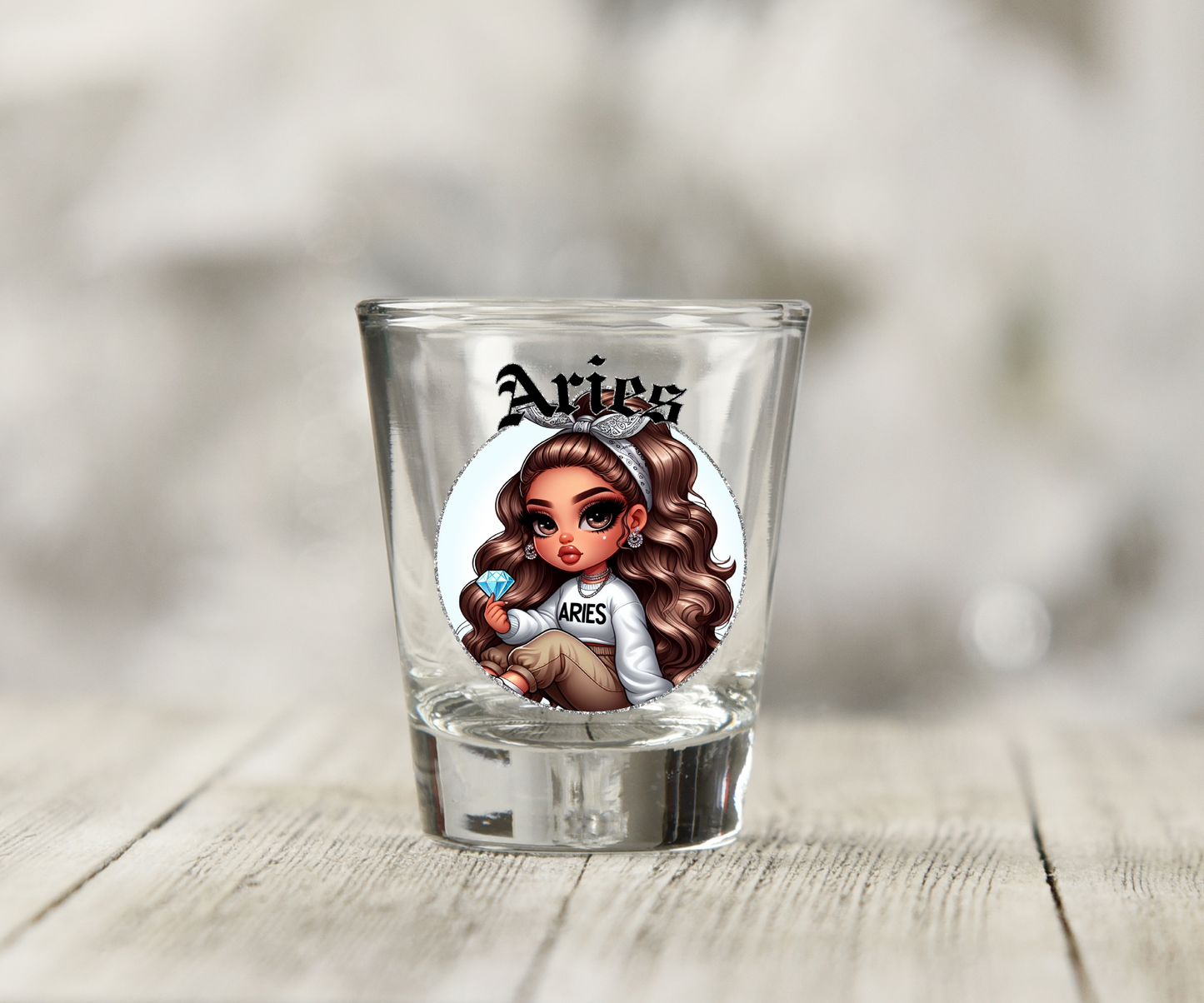 Zodiac Girls UV DTF Shot Glass Decal