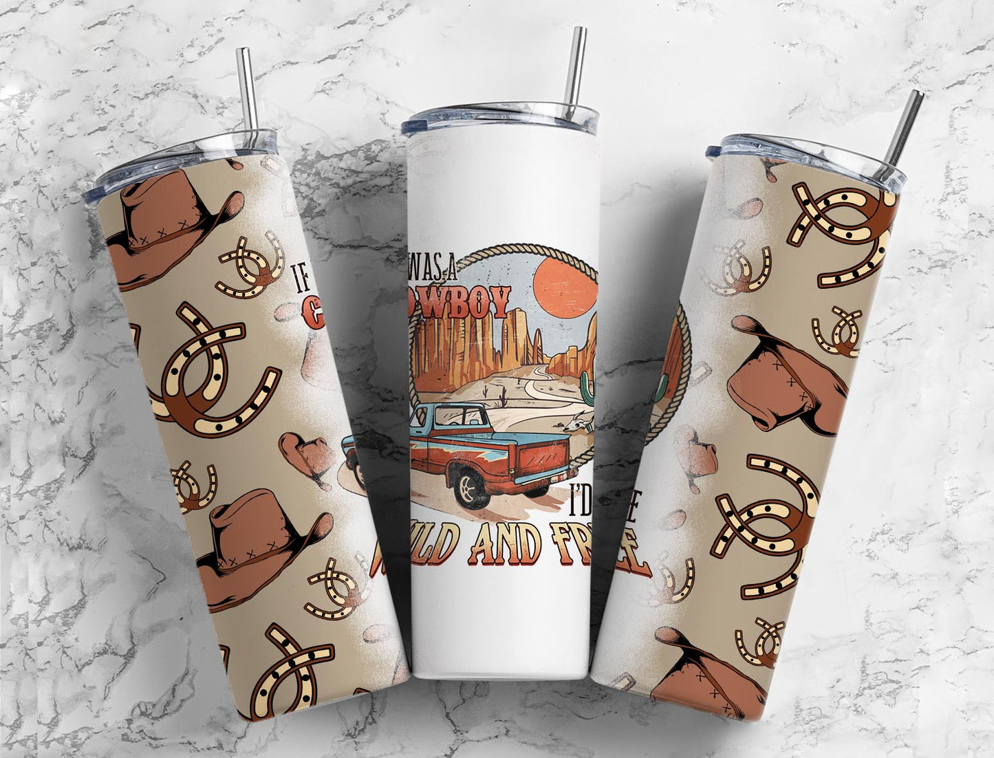If I was a cowboy I'd be wild and free Vinyl Wrap