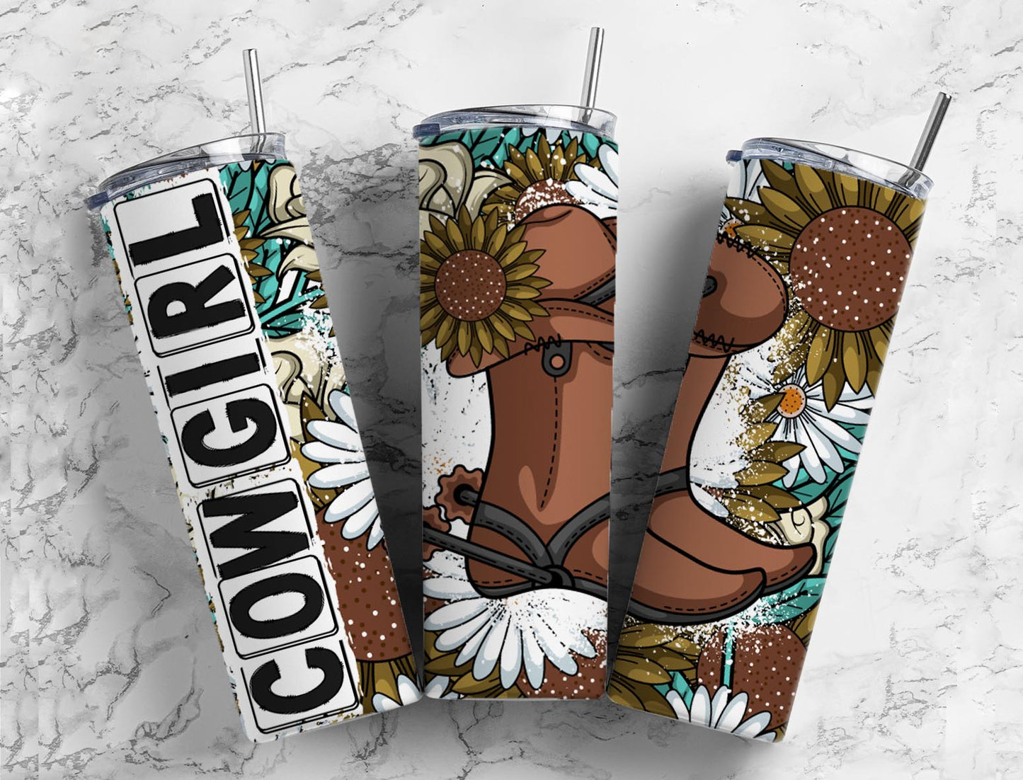 Cowgirl Boots sunflower Vinyl Wrap