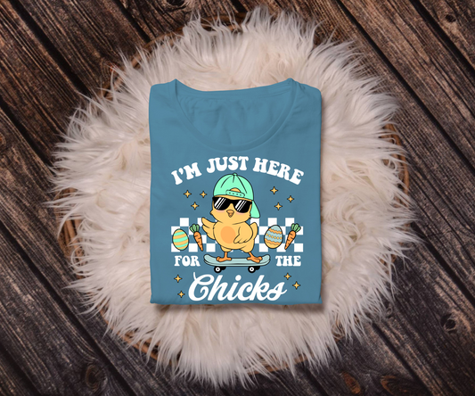 I'm just here for the chicks youth Clear Film Screen Print