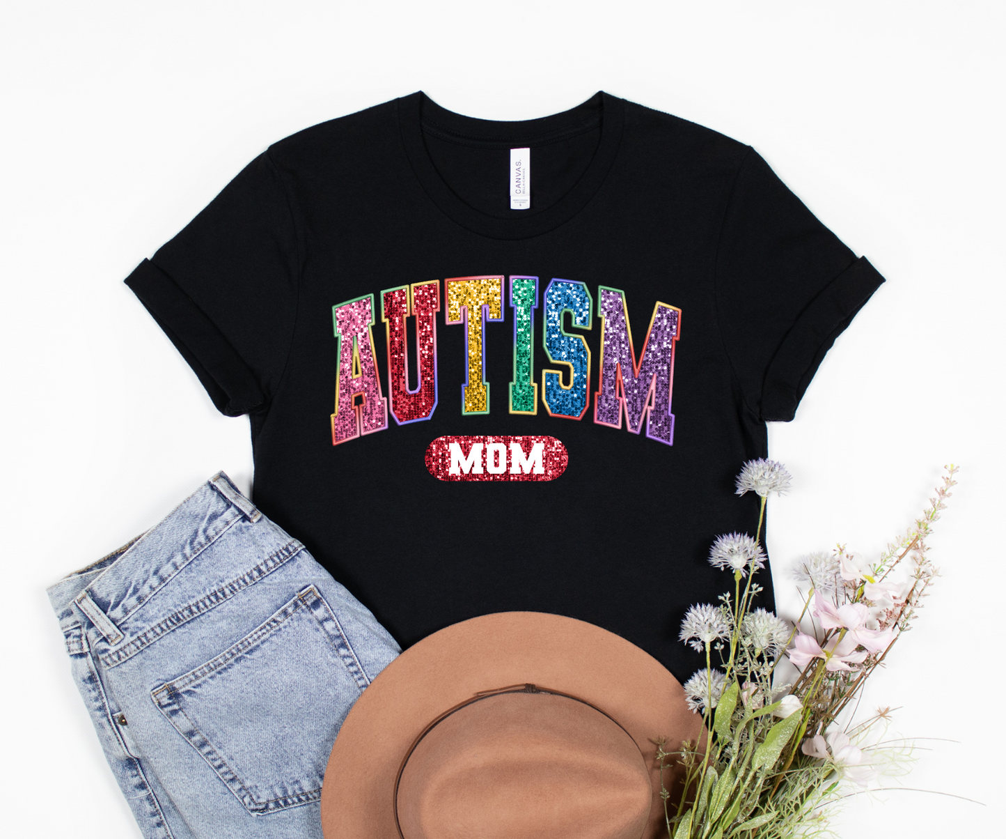 Autism Mom faux glitter HTV