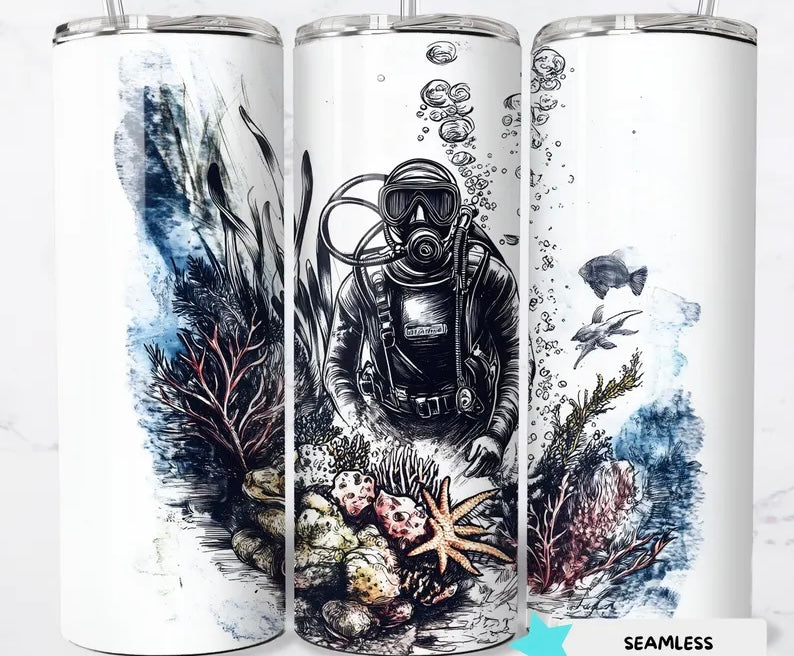 Scuba diver tumbler wrap