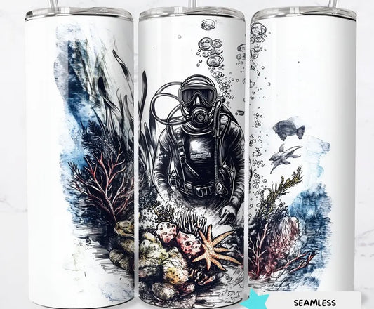 Scuba diver tumbler wrap
