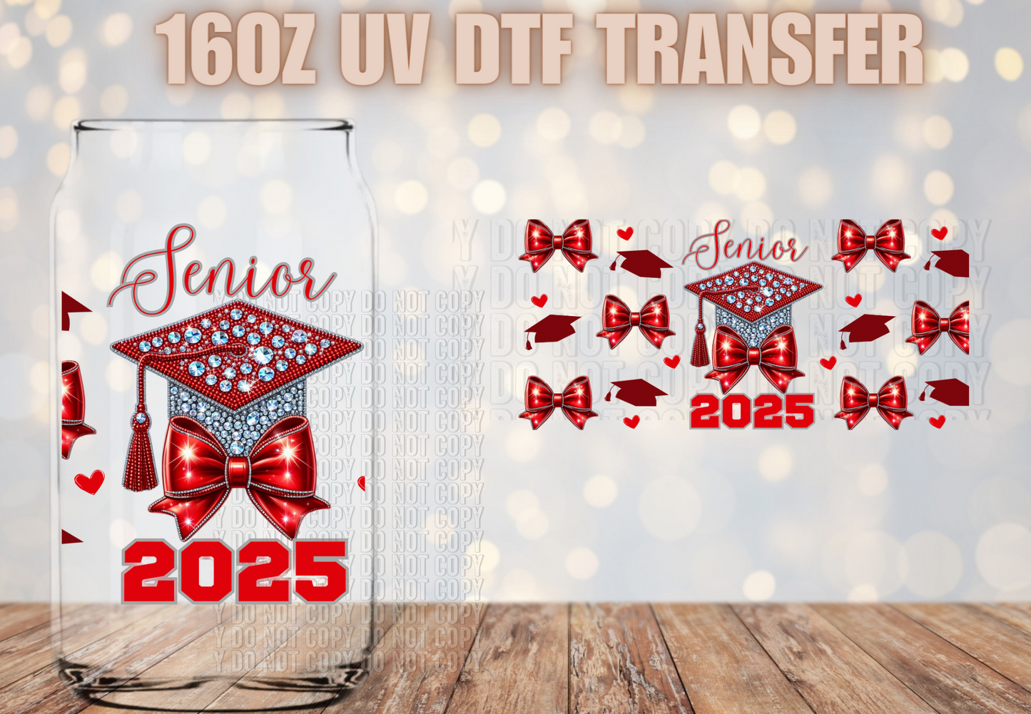 Senior 2025 red UV DTF