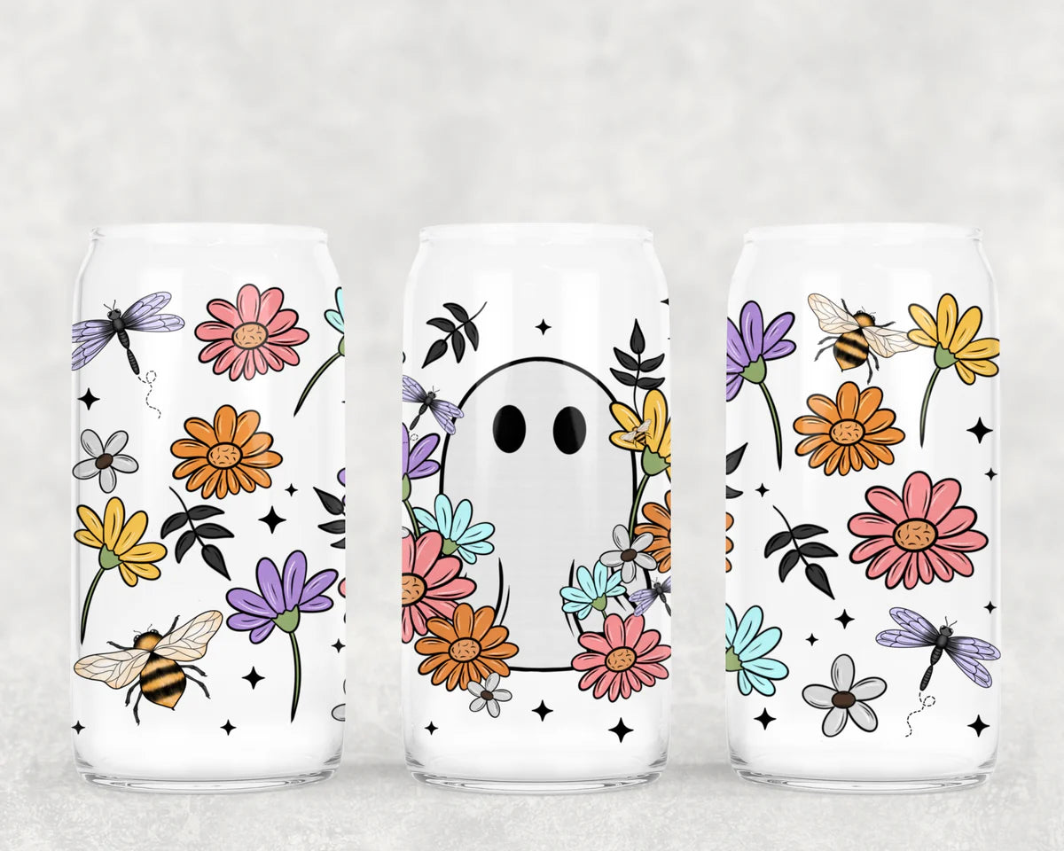 Colorful floral ghost UV DTF