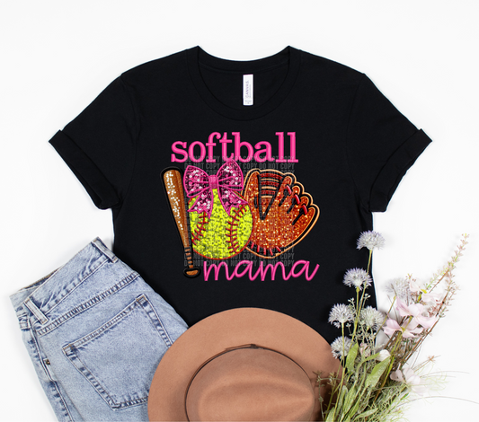 Softball Mama pink DTF transfer