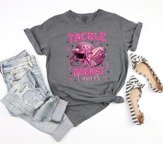 Tackle Breast Cancer faux rhinestone DTF transfer