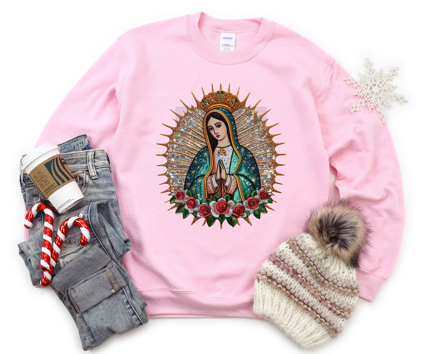 Lady of Guadalupe faux glitter HTV