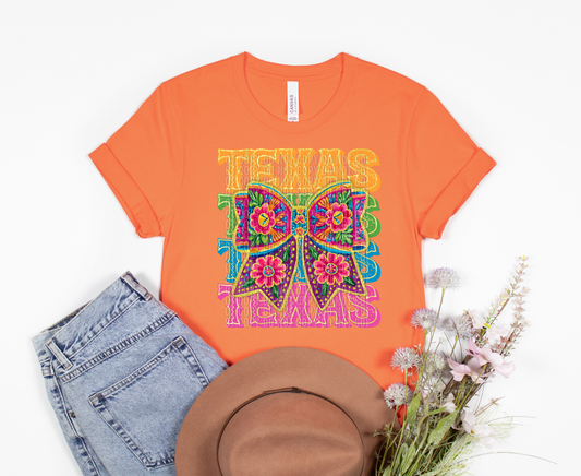Texas w coquette bow DTF transfer