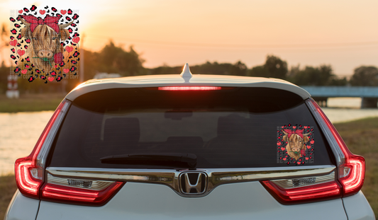 Vday Highland cow Car Decal