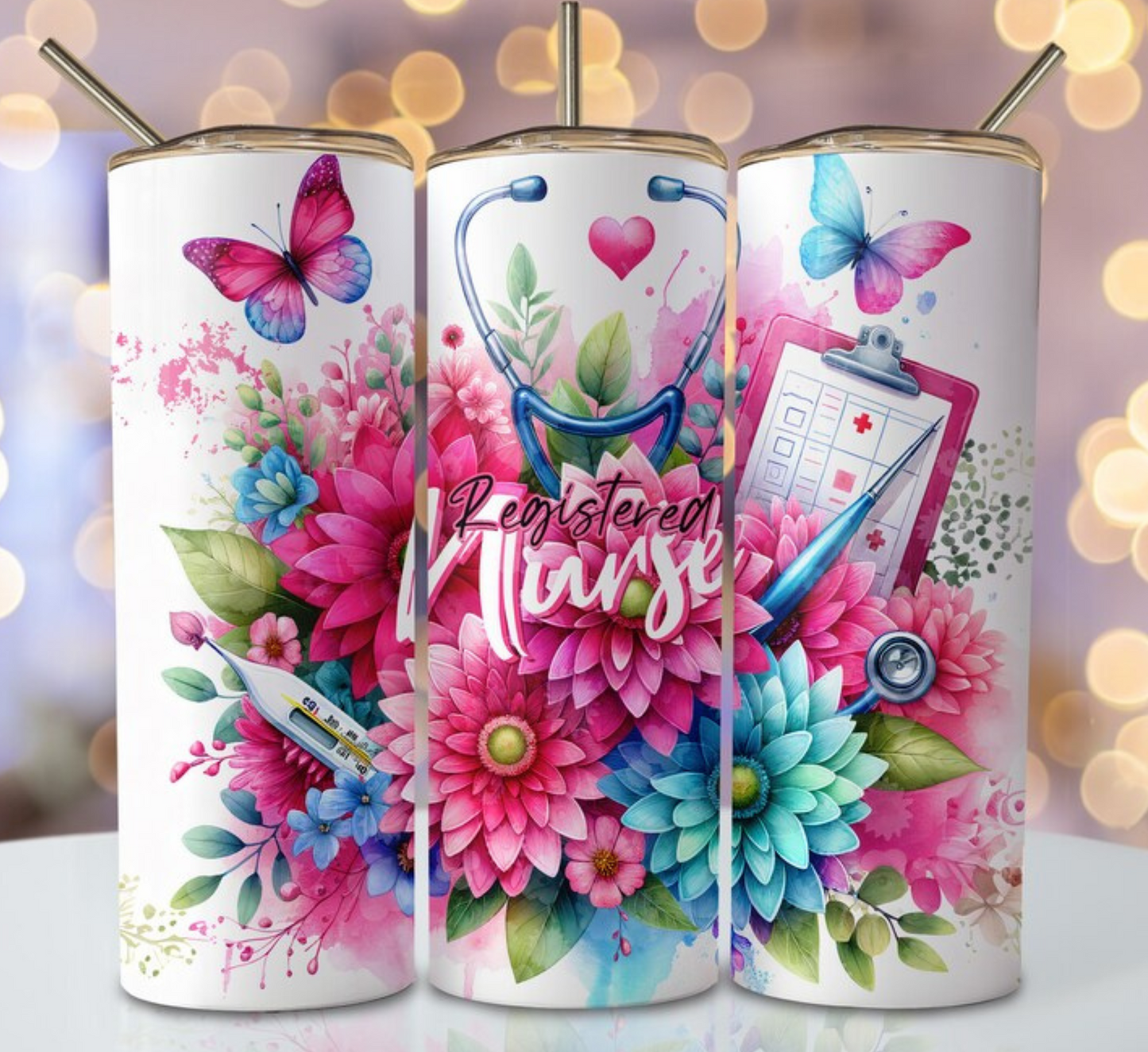 RN Pink Floral Sublimation Transfer