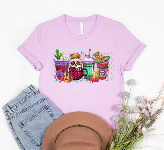 Dia De los muertos cafesitos/lavender Screen Print