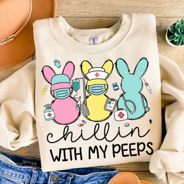 Chillin With My peeps medical Clear Film Screen Print