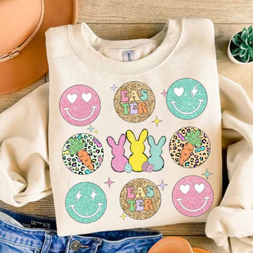 Easter Retro smilies Clear Film Screen Print