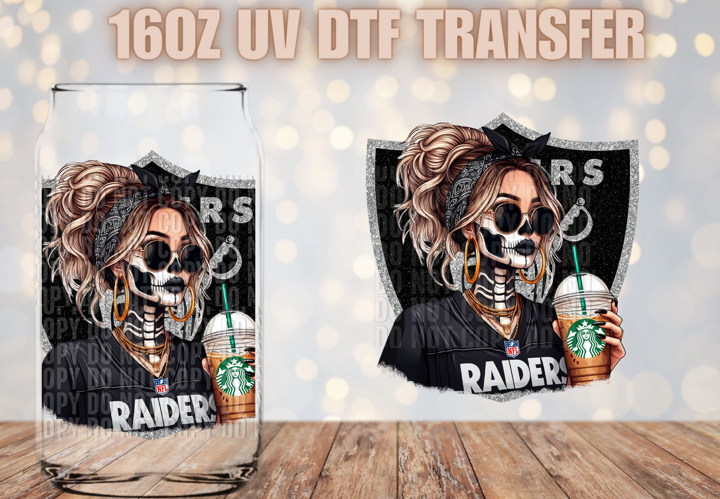 Skellie Girl Football UV DTF Decal