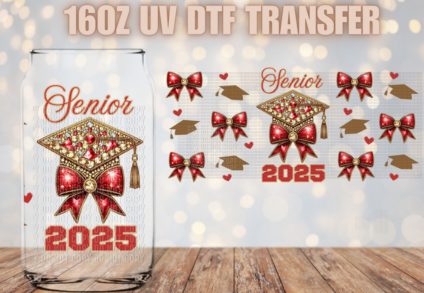 Senior 2025 Gold Red UV DTF