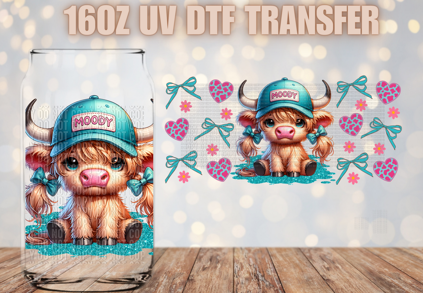 Moody Highland Cow UV DTF