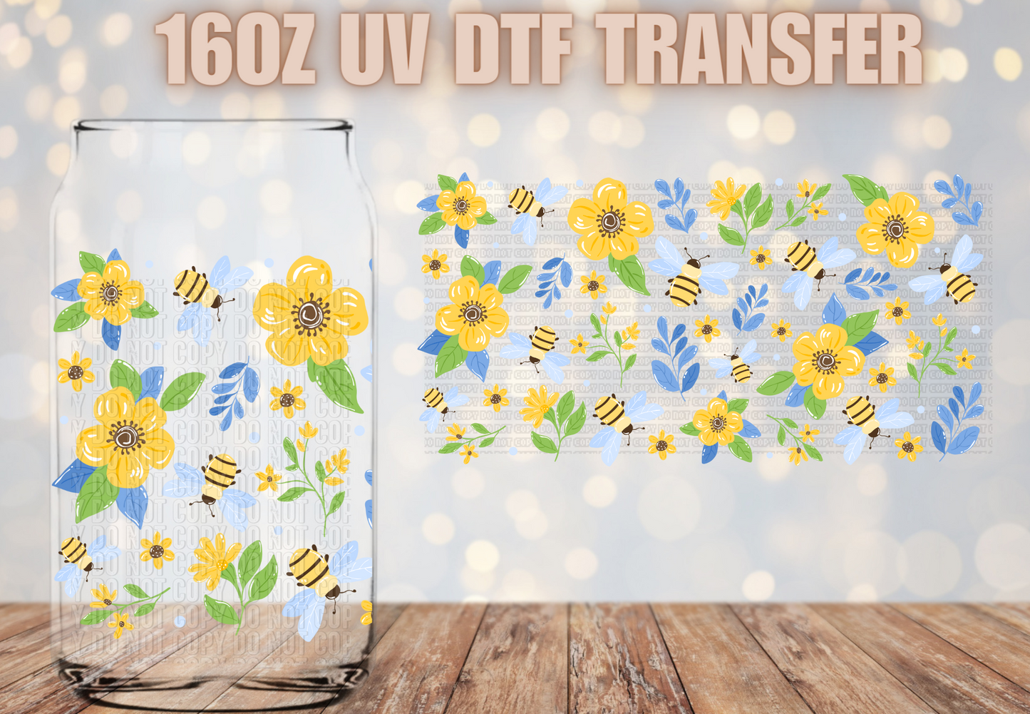 Sunflowers n bees UV DTF