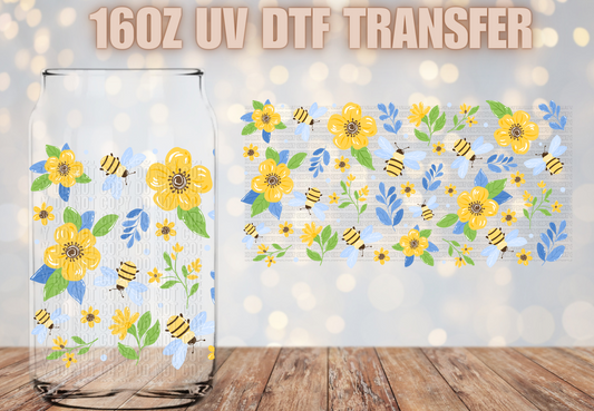 Sunflowers n bees UV DTF