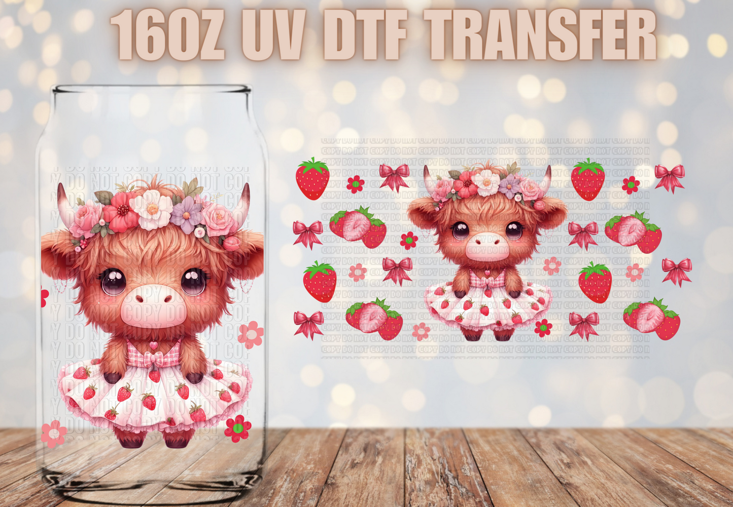 Strawberry Cow UV DTF