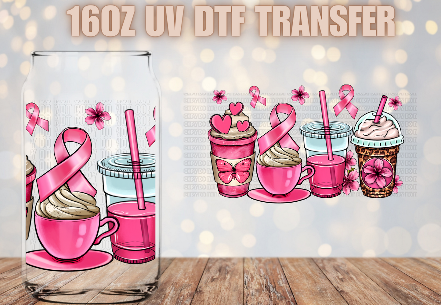 Breast cancer awareness UV DTF