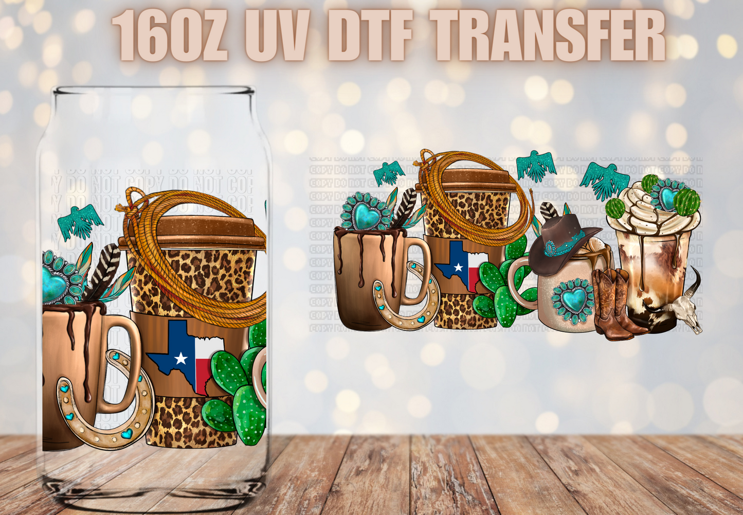 Texas cups cups UV DTF