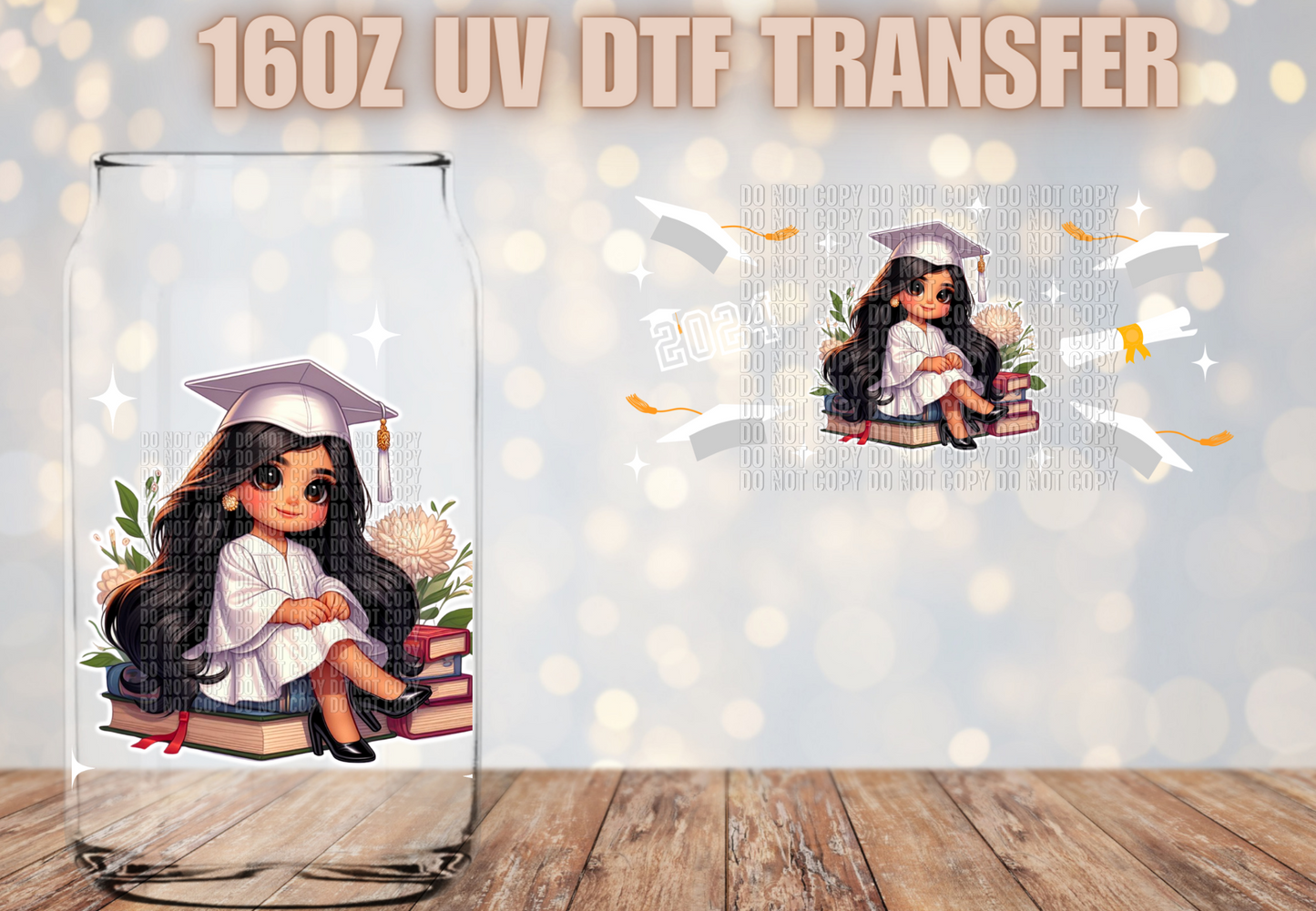 La Graduada white UV DTF Wrap