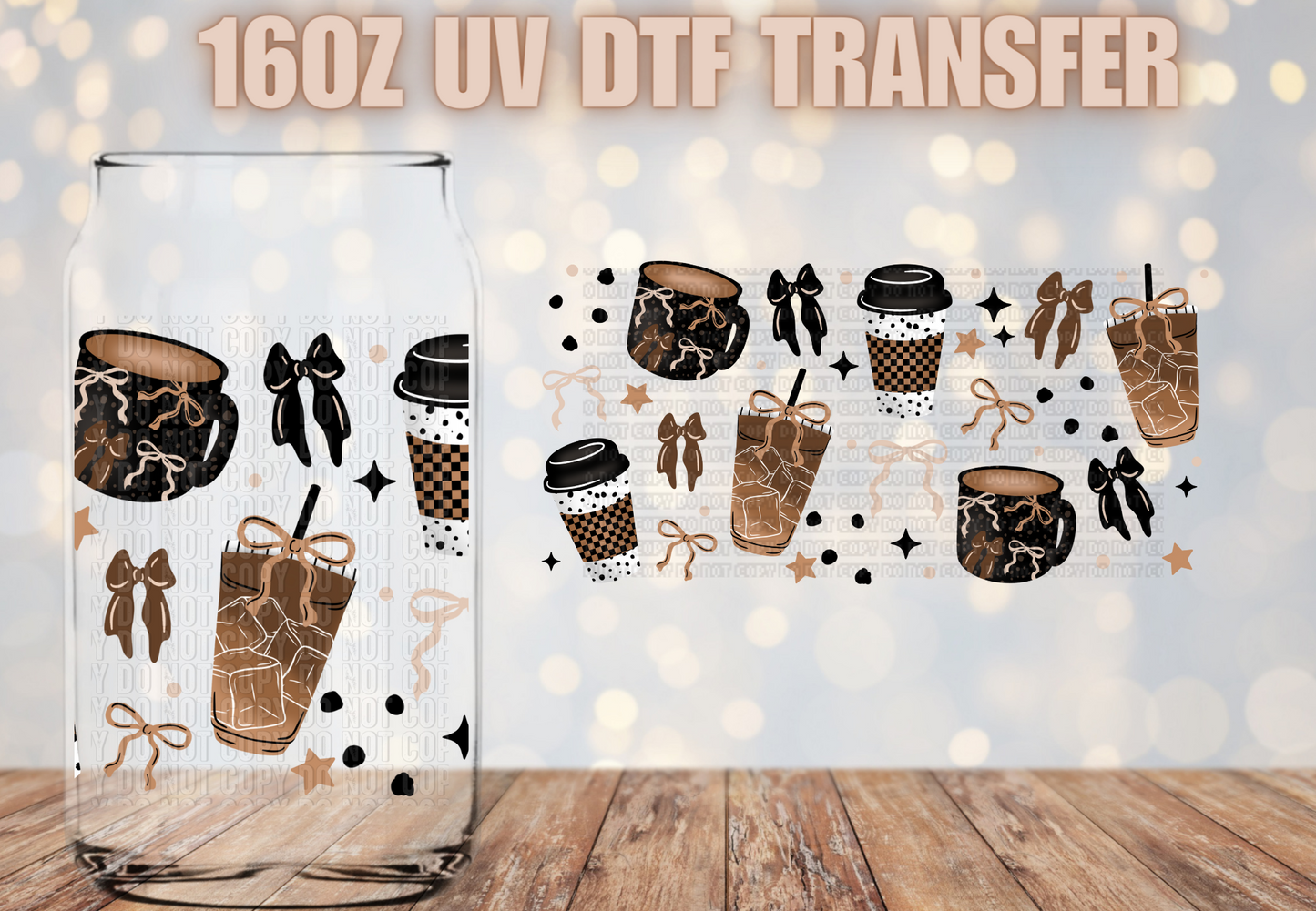Coquette coffee UV DTF
