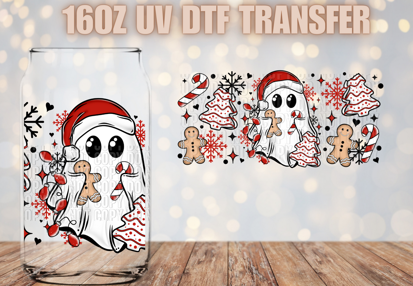 Christmas ghost and cakes UV DTF
