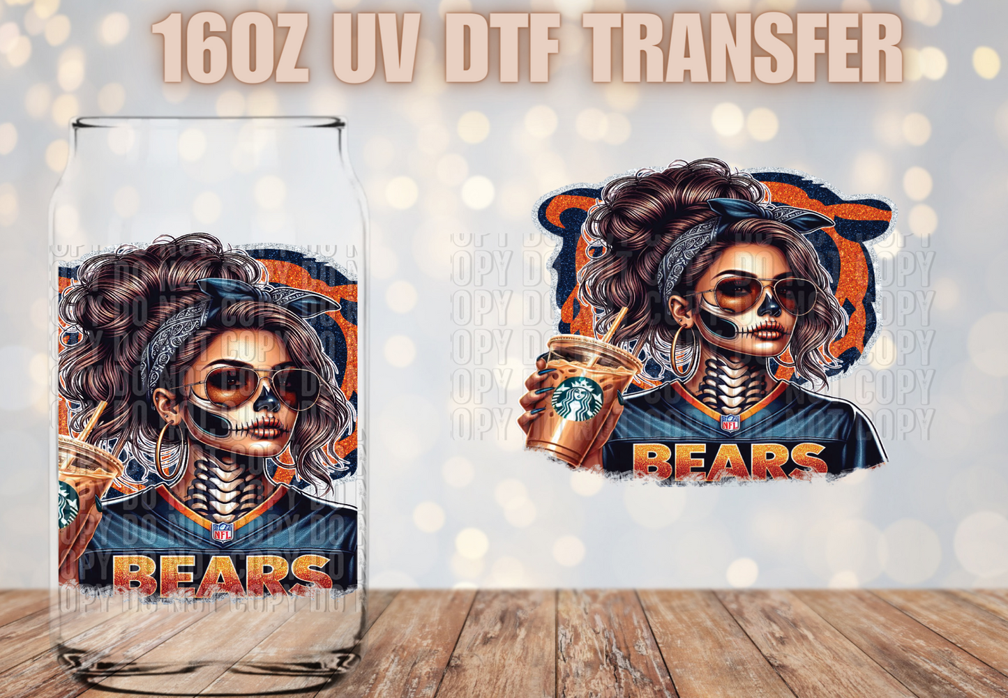 Skellie Girl Football UV DTF Decal