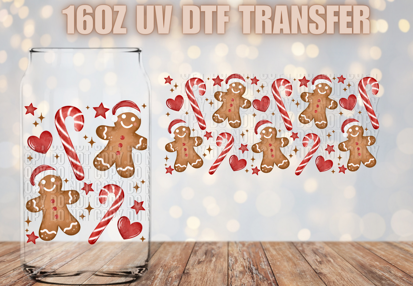 Gingerbread and candy canes UV DTF