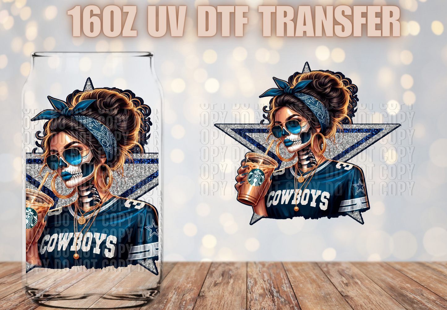 Skellie Girl Football UV DTF Decal