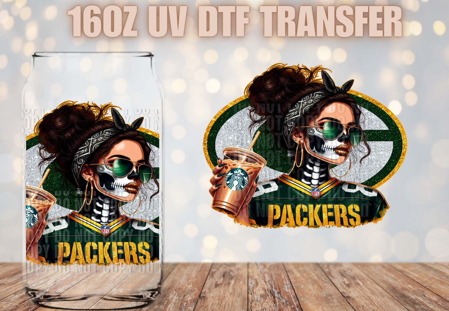 Skellie Girl Football UV DTF Decal