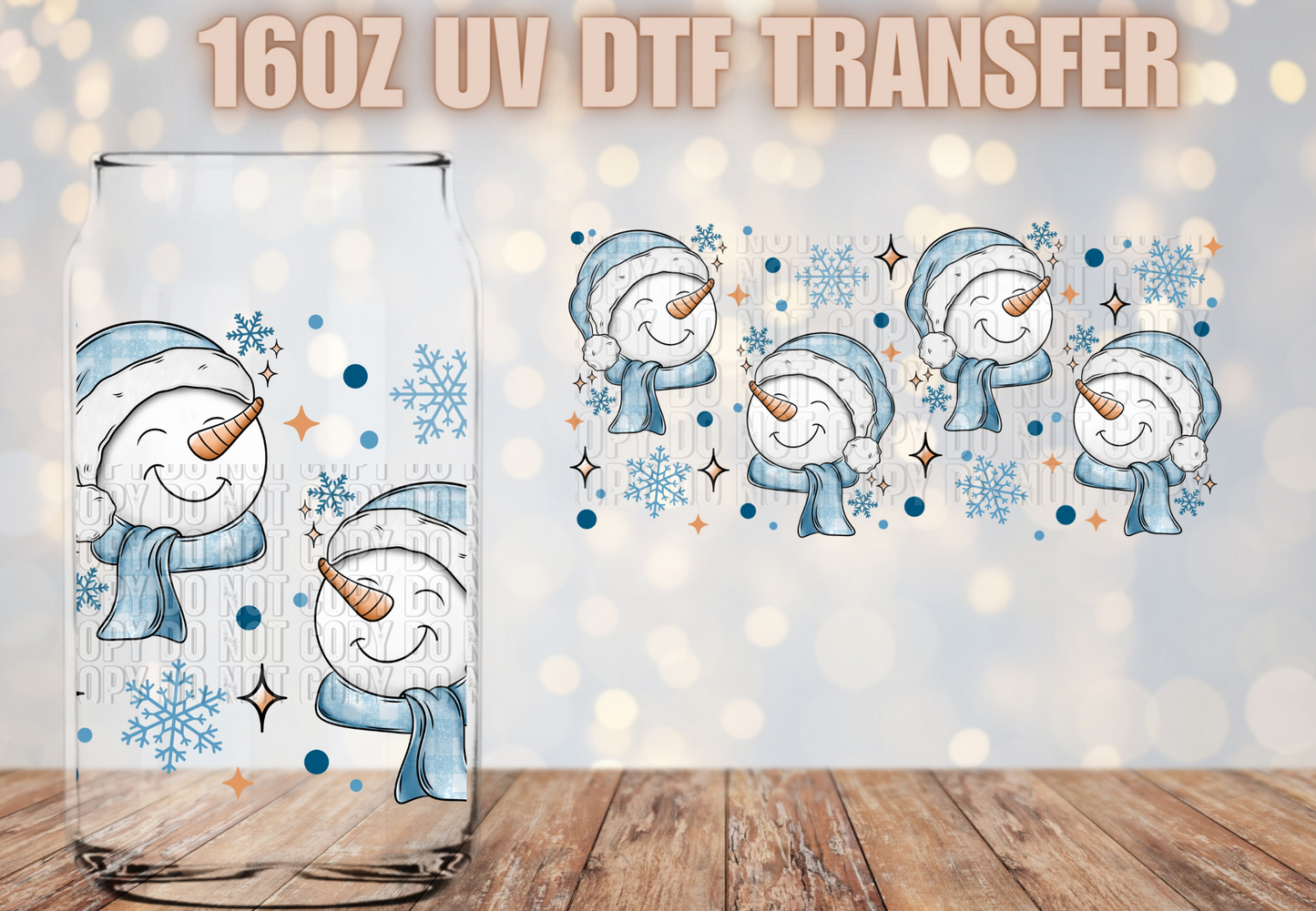 Blue Snowman UV DTF