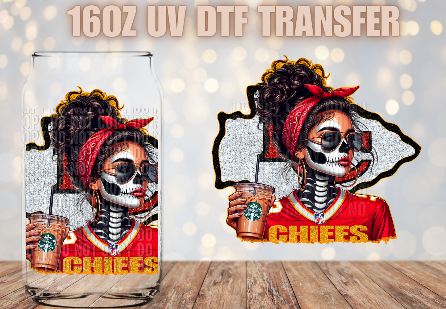 Skellie Girl Football UV DTF Decal