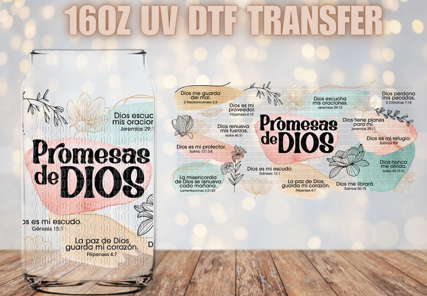 Promesas De Dios UV DTF