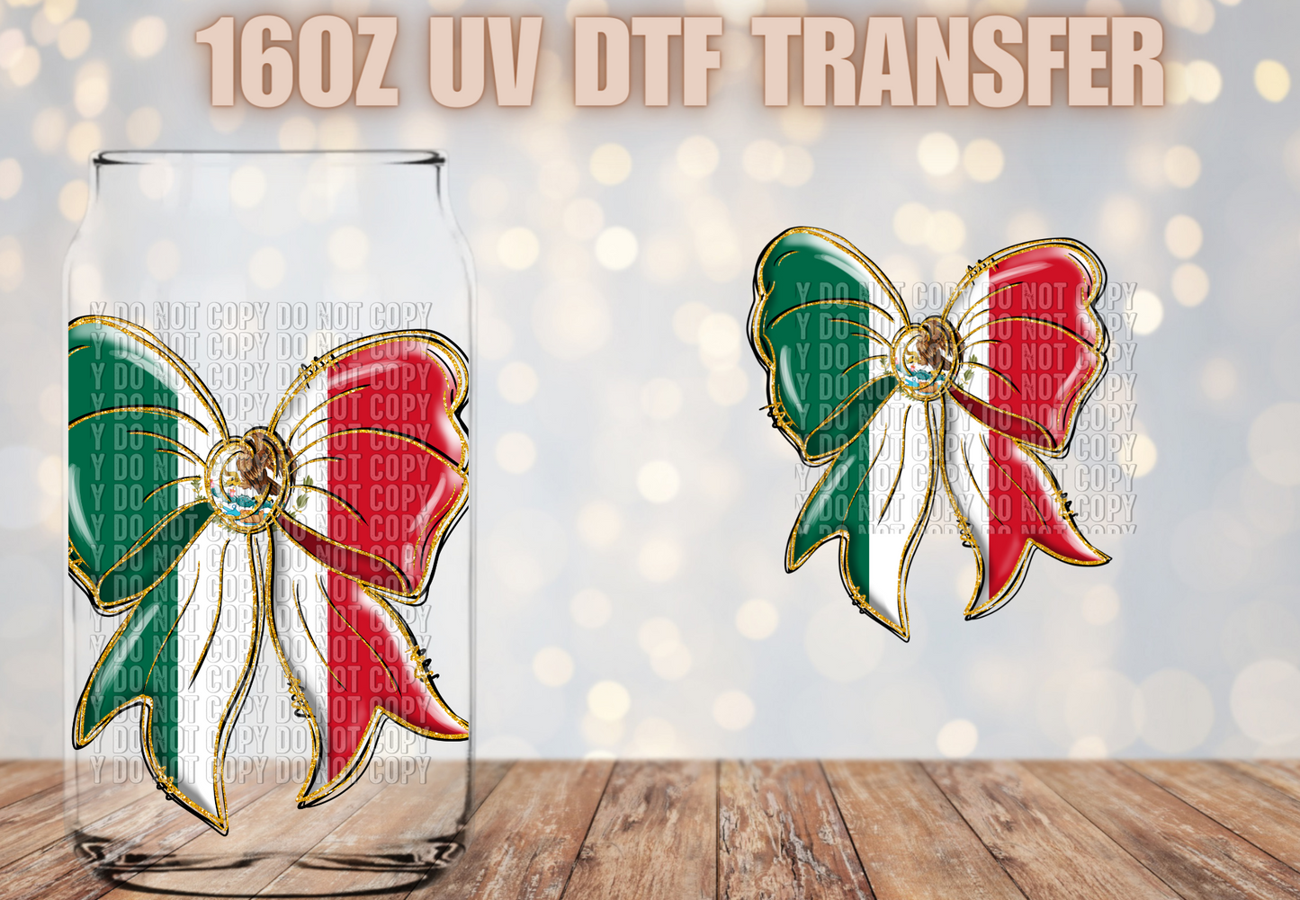 Coquette Mexican Bow with gold outlines UV DTF DECAL
