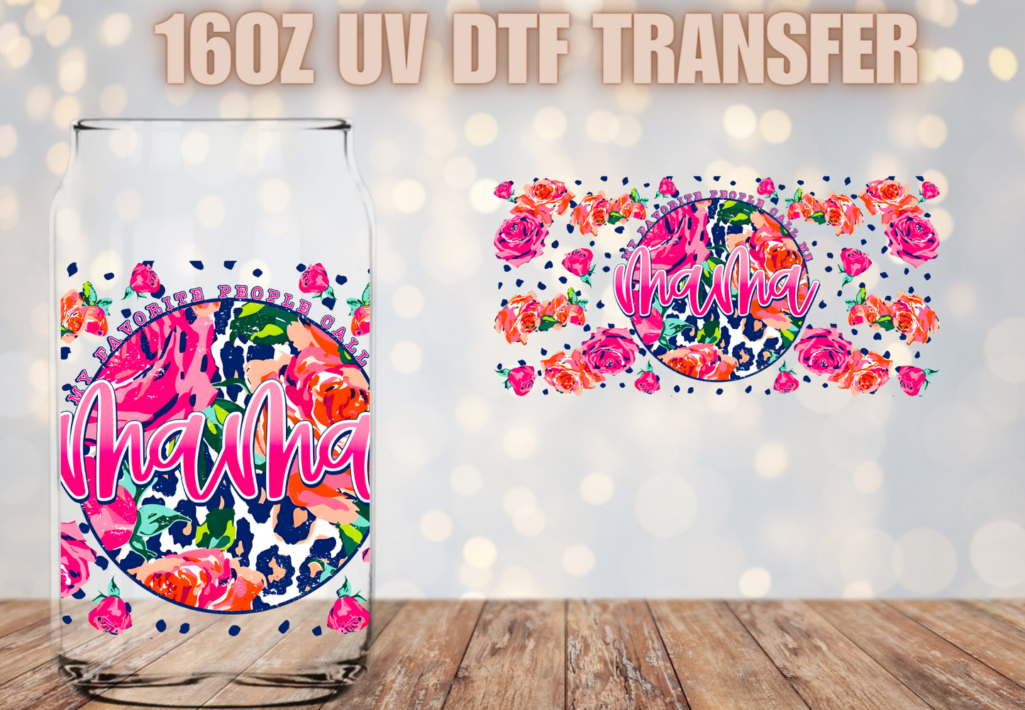Mama floral circle UV DTF Wrap