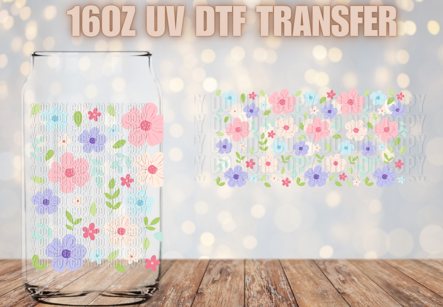 Spring pastel floral UV DTF