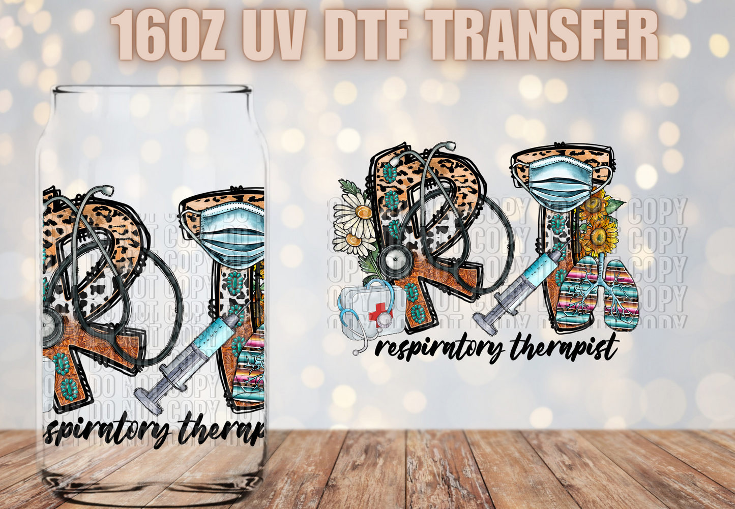 Respiratory Therapist leopard (6"x4.5") UV DTF