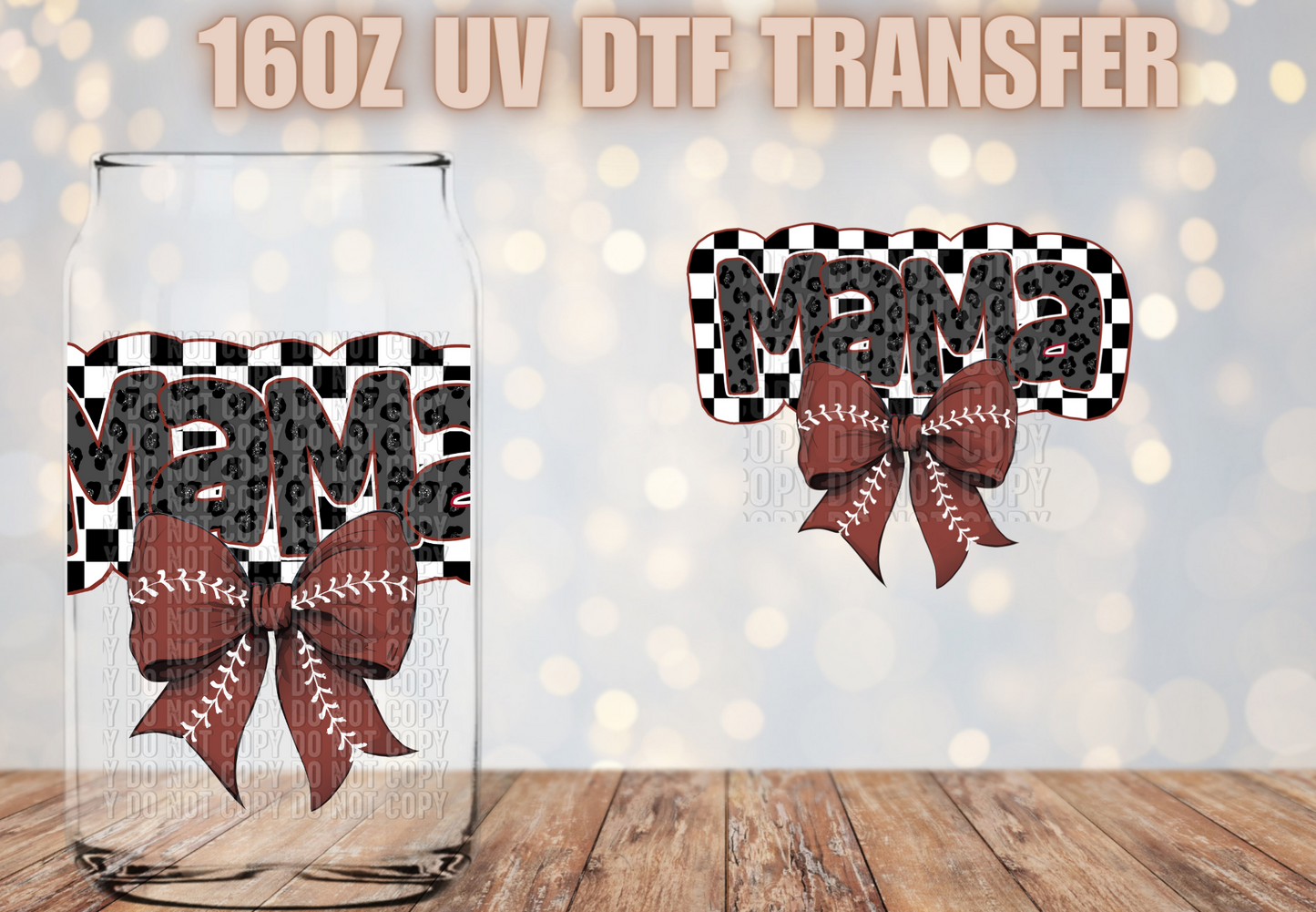 Sports Mama coquette bow UV DTF DECAL