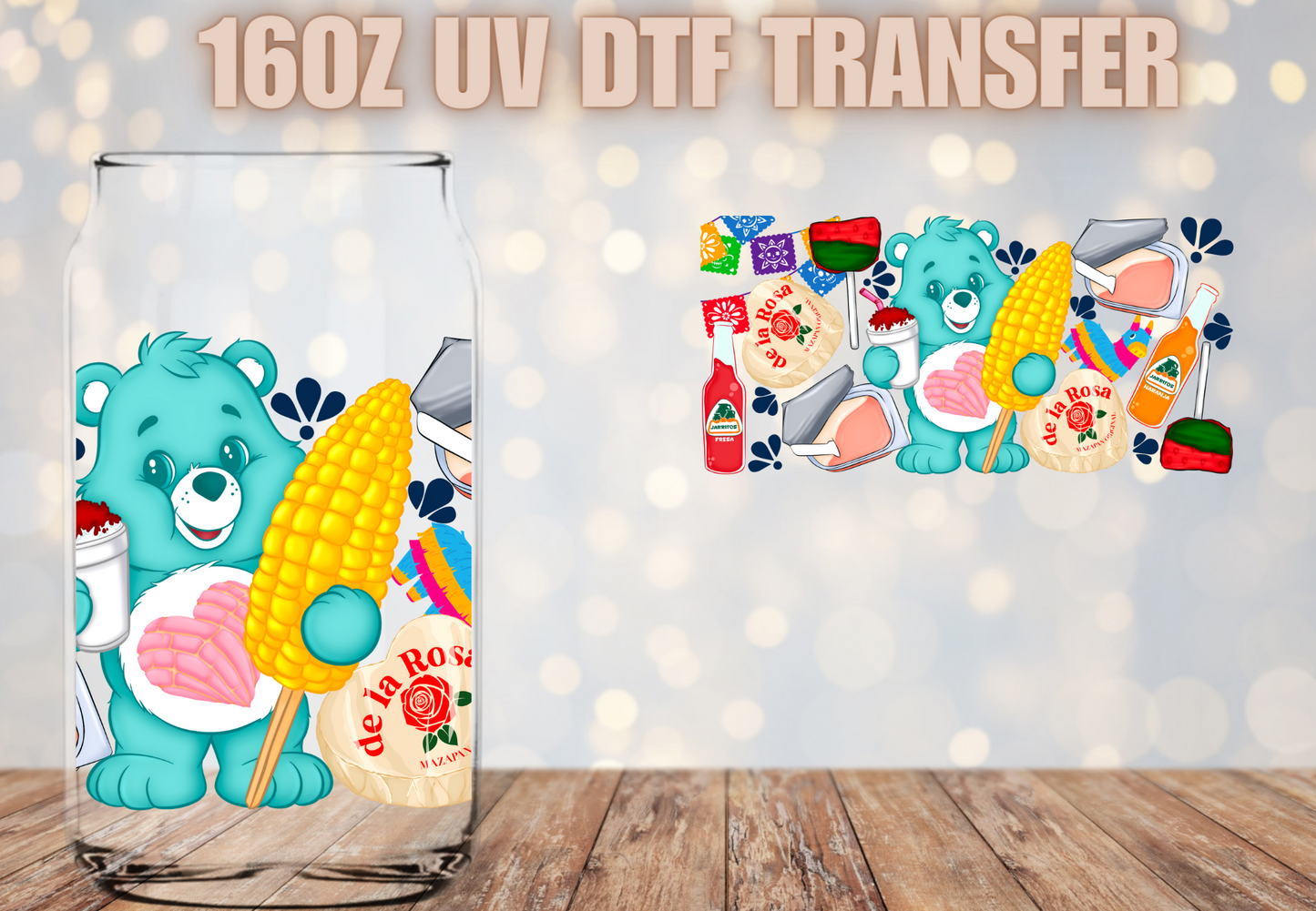 Happy Bear Mexican snacks UV DTF Wrap