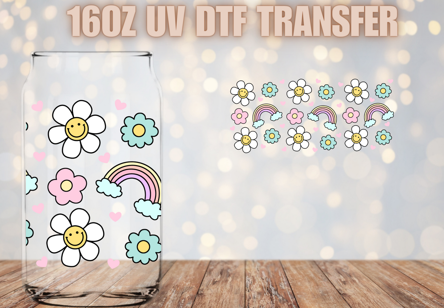 Flowers and rainbows UV DTF Wrap