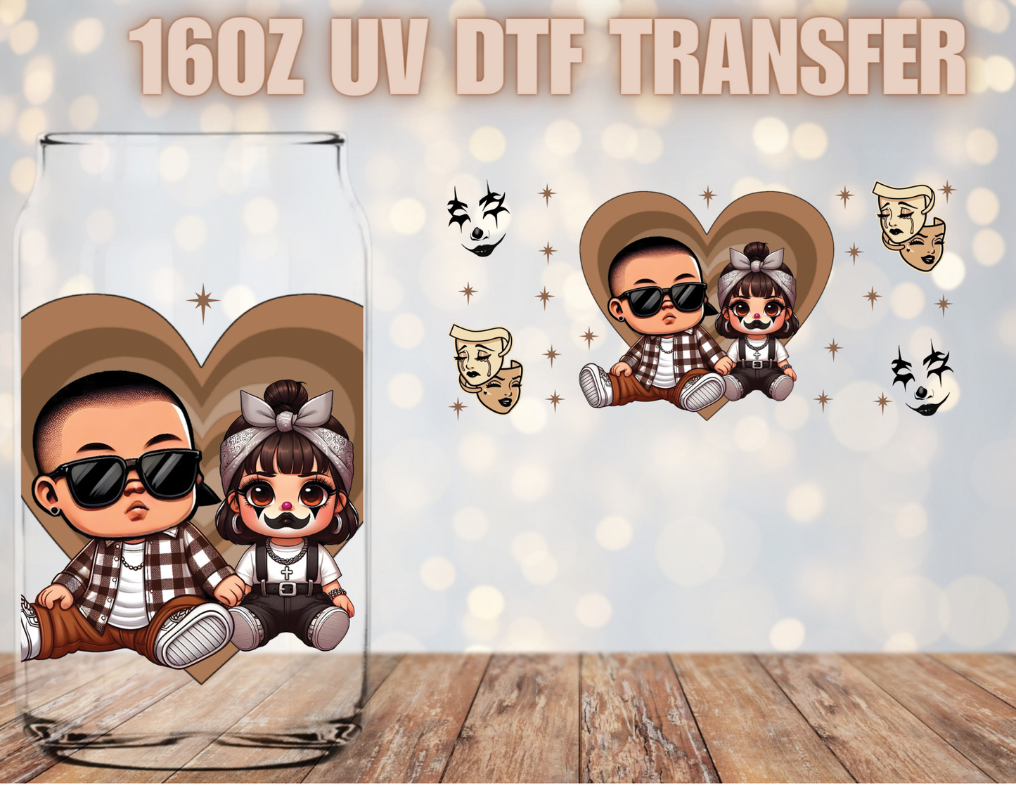 Brown Heart Cholitos UV DTF Wrap