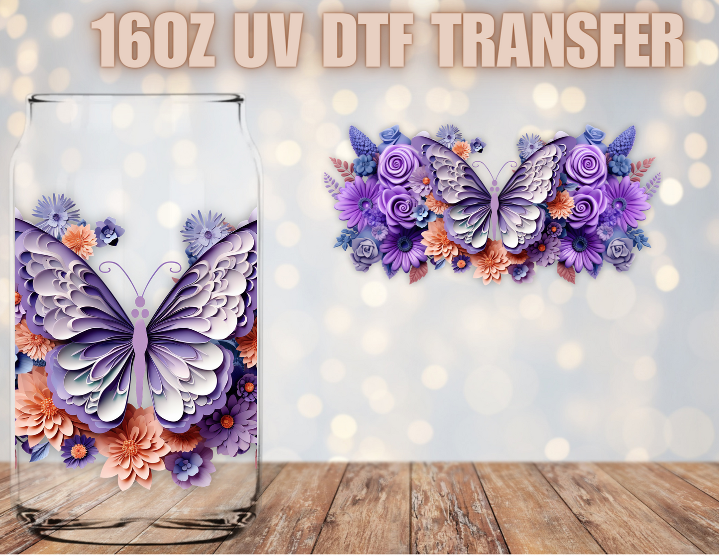 3D Butterfly UV DTF Wrap